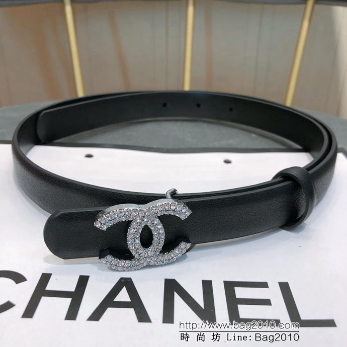 CHANEL香奈兒 18新款 20MM精品 進口光滑優雅小腰帶 CC水鑽扣  xfp1009